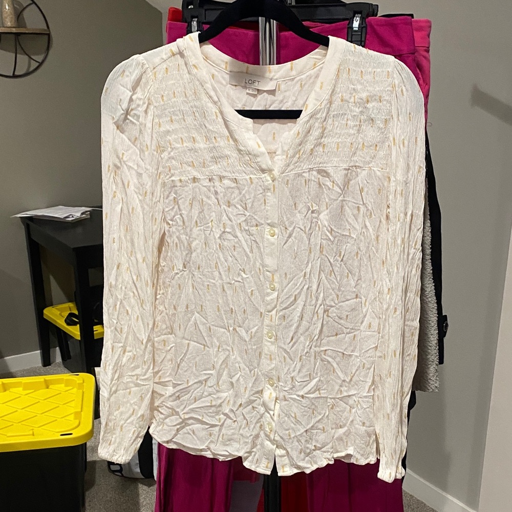 LOFT Ivory Textured Blouse